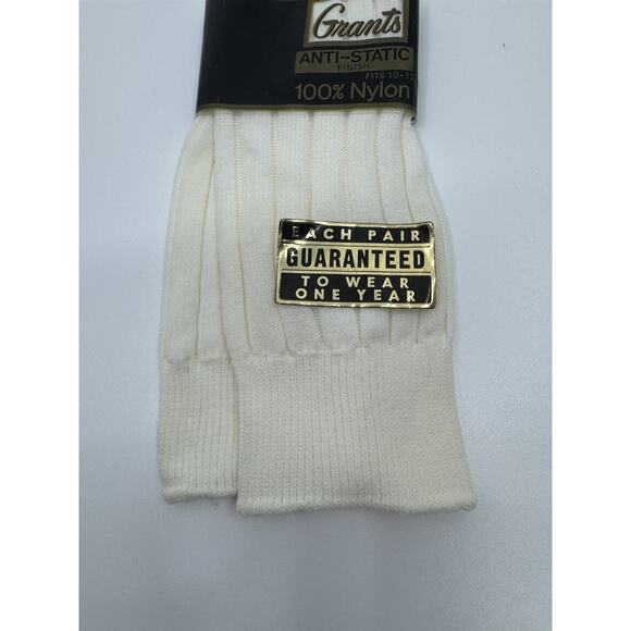 Vintage Grants 100% Nylon Anti-Static White/Beige Mens Socks 10-13 - Picture 5 of 12